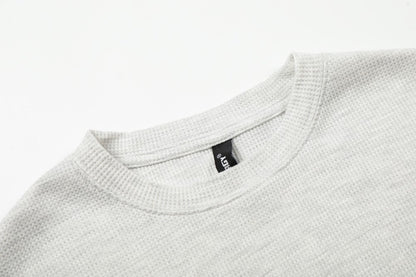 Waffle Texture Graphic Long Sleeve T-Shirt WN28018