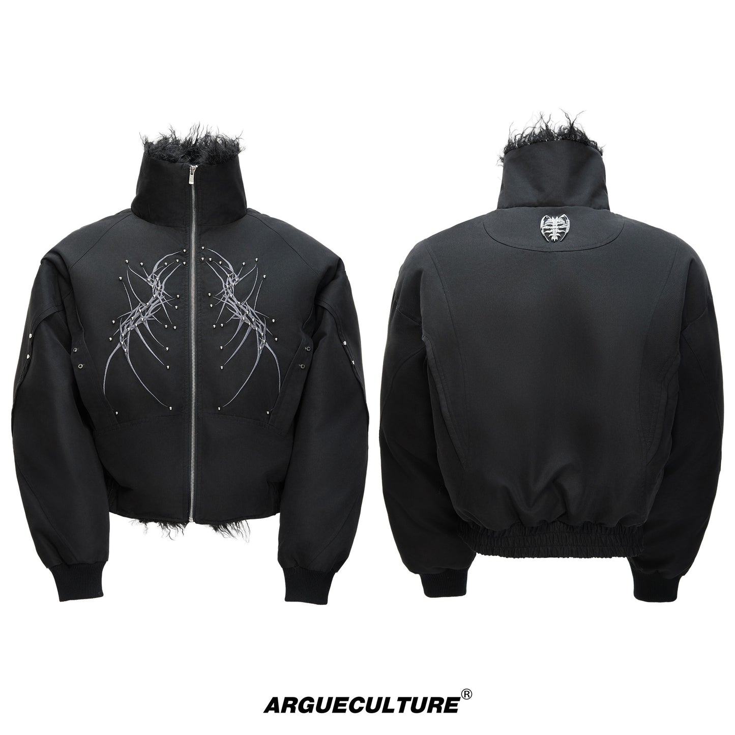 Fake Fur Embroiderey Puffer Jacket WN22668