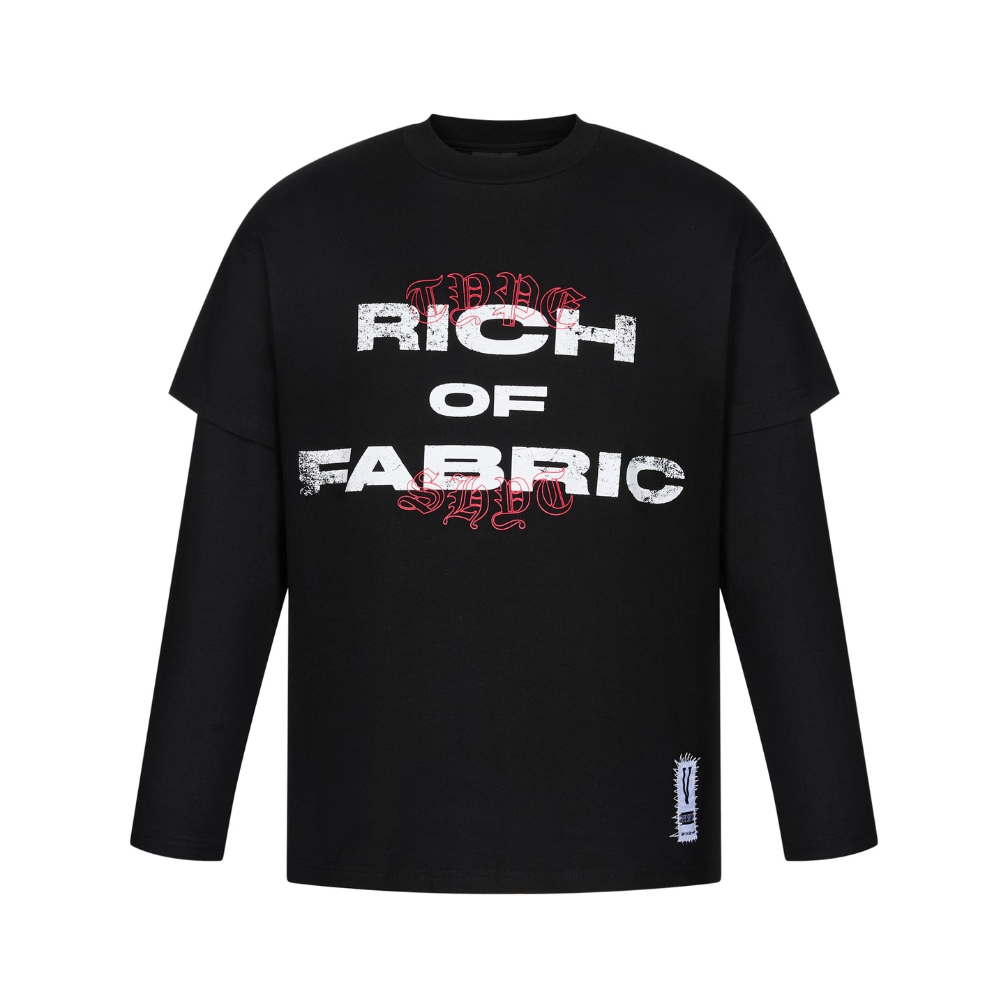 Fake Layered Embroidery Label Long Sleeve T-Shirt WN21008