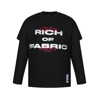 Fake Layered Embroidery Label Long Sleeve T-Shirt WN21008