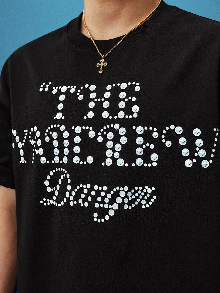 Rhinestone Letter Print Short Sleeve T-Shirt WN23245