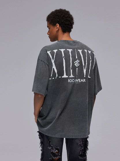 Graffiti Art Washed Print Oversize Short Sleeve T-Shirt WN17834