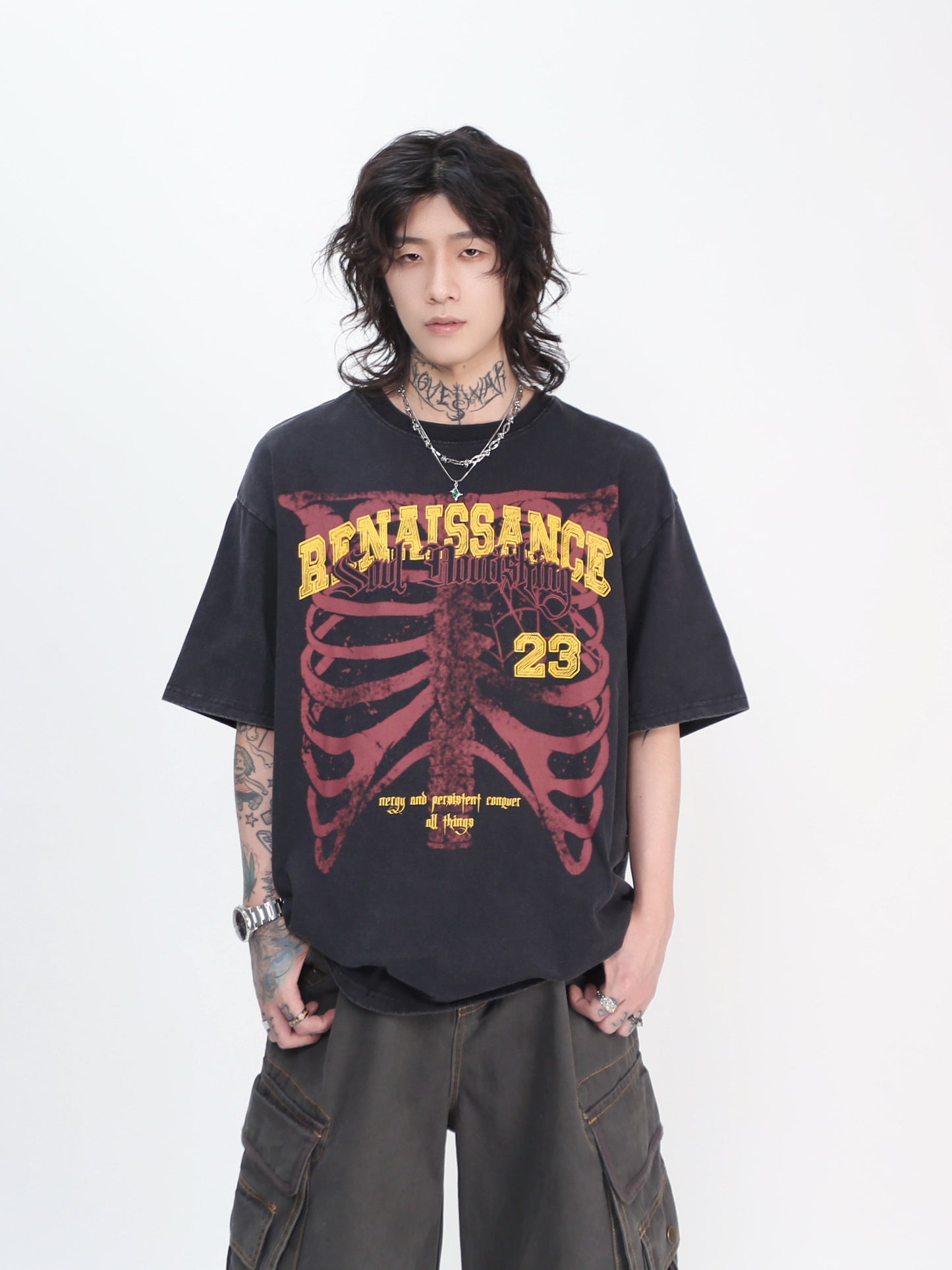 Washed Graphic Print Oversize Short Sleeve T-Shirt WN24439