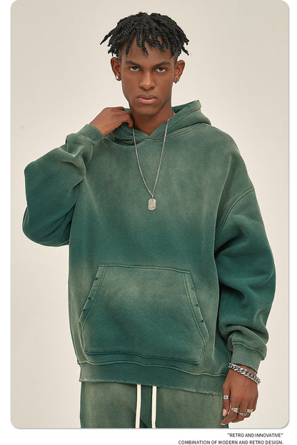 Fleece Lining Spray-dye Damage Oversize Hoodie WN9969-K