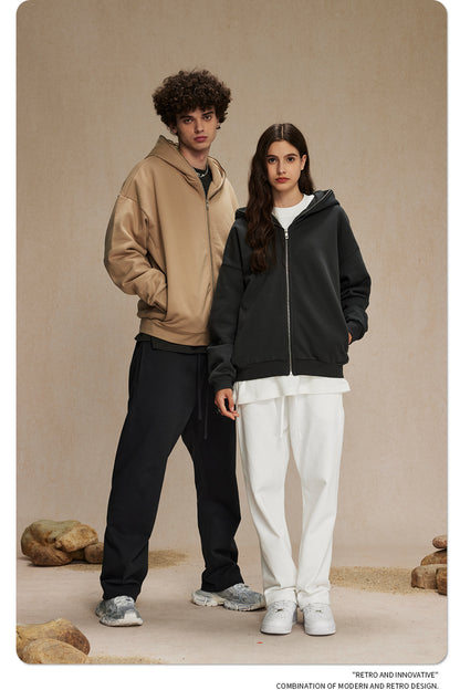 Oversize Plain Zipper Hoodie WN9971