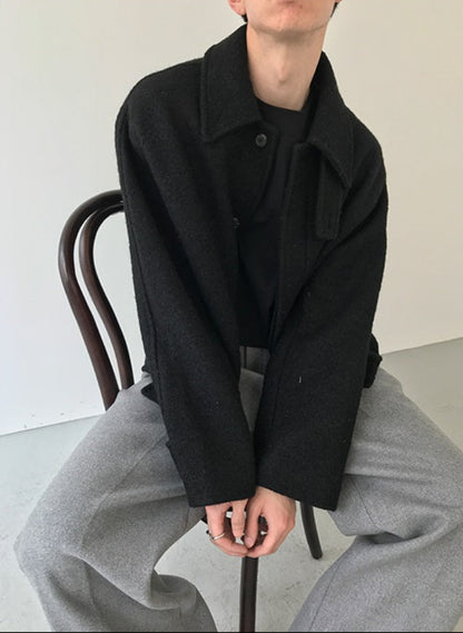 Standing-Collar Short Wool Jacket WN21459