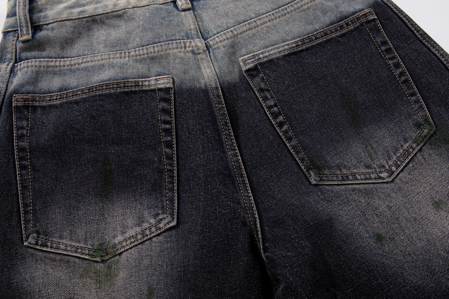 Paint Print Wide Leg Denim Jeans WN23101