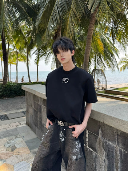 Pearl Embroidery Heavyweight Short Sleeve T-Shirt WN20742