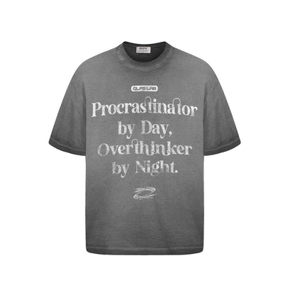 Washed Faded Letter Print Heavyweight Short Sleeve T-Shirt WN26869