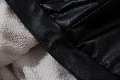 Fleece Lining PU Leather Jacket WN11487