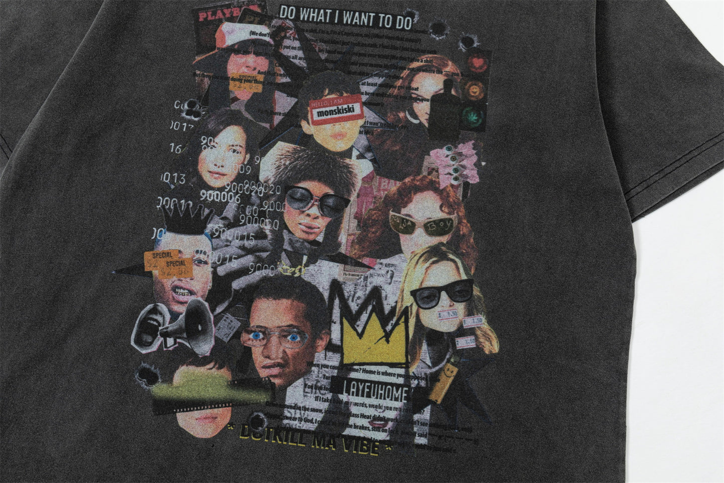Washed Portrait Collage Short Sleeve T-Shirt WN26750