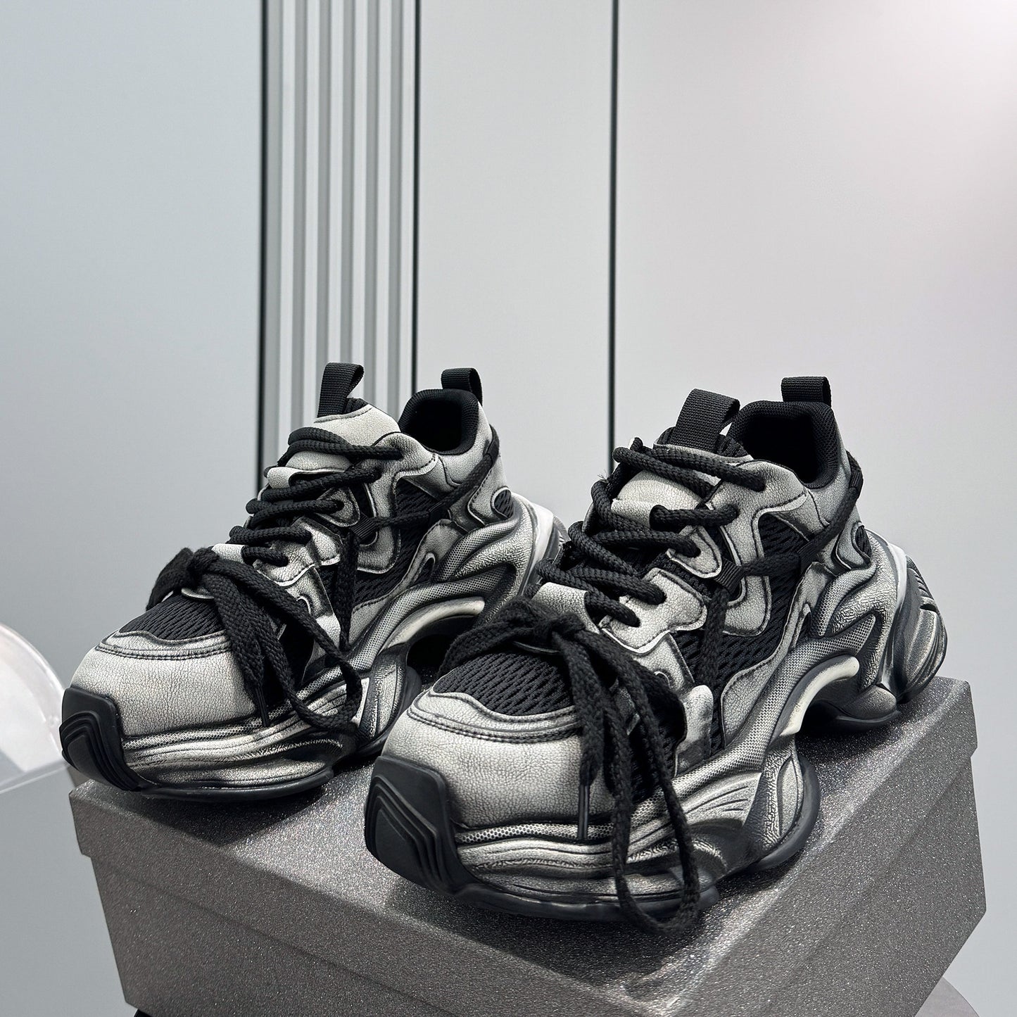Mesh Panel Chunky Sole Sneakers WN24609