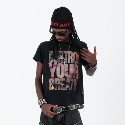 Portrait Letter Print Short Sleeve T-Shirt WN26625