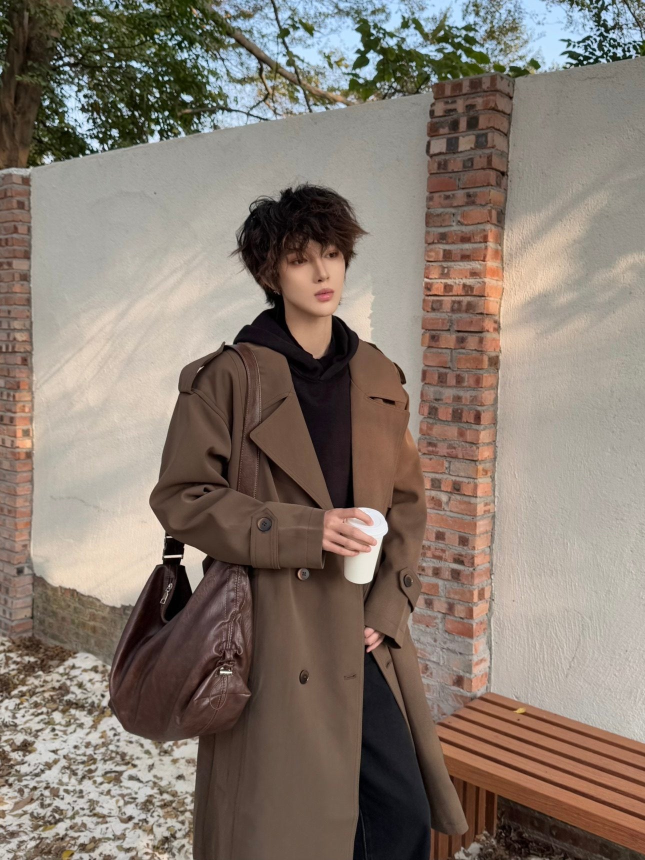 British Style Cape Design Mid-Long Coat WN23165