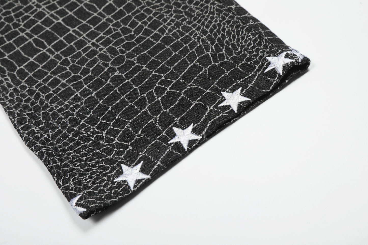 Crocodile Pattern Star Studs Wide Leg Pants WN25471