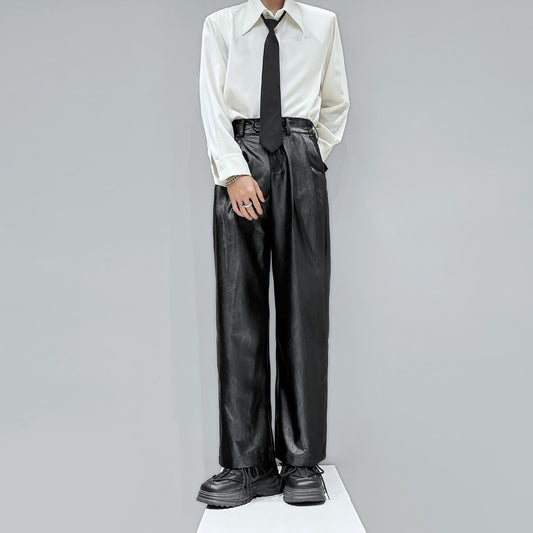 PU Leather Wide-Leg Straight Pants WN23962