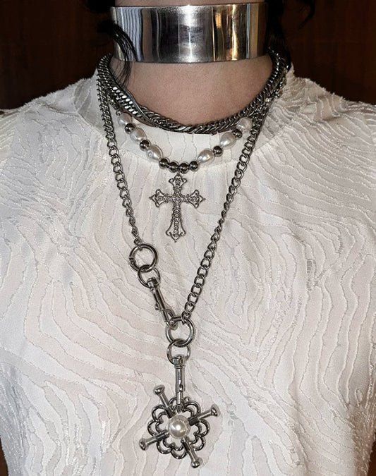 WN25098 Yang Yifan trendy brand necklace, versatile and personalized men's pendant, hip-hop street fashion, metal pendant, accessory for women WN25098