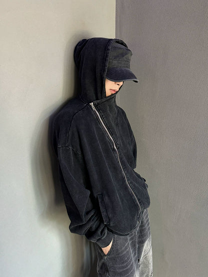 Washed Oversize Zipper Hoodie WN21163