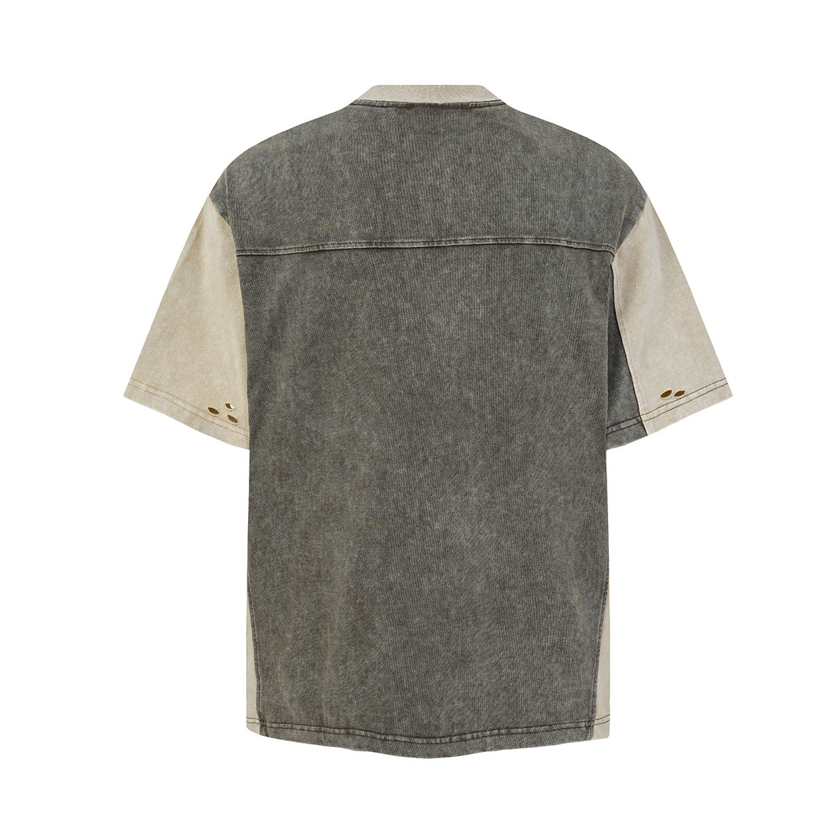 Washed Damage Patchwork Short Sleeve T-Shirt WN25685