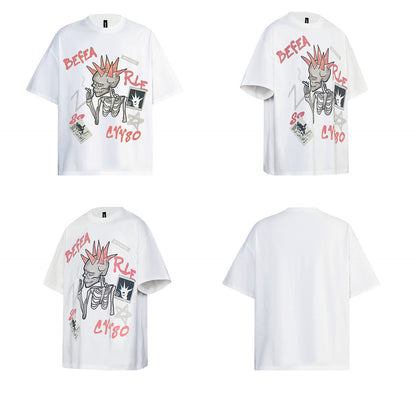 Skeleton Letter Print Short Sleeve T-Shirt WN26204