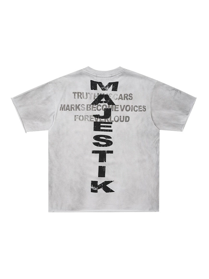 Washed Art Graphic Print Short Sleeve T-Shirt WN27822