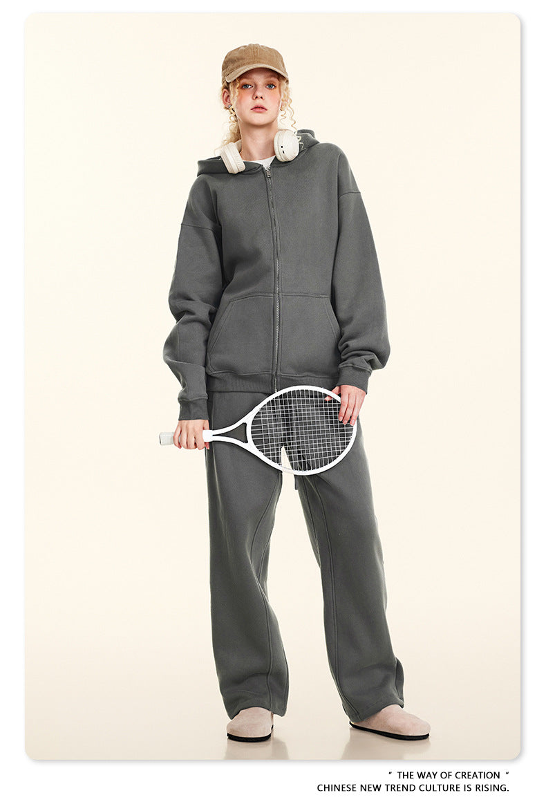 Oversize Zipper Hoodie & Pants Setup WN9959-K