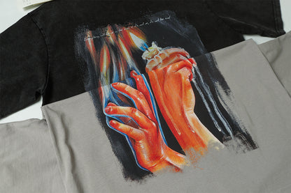 Oil Paint Washed Oversize Short Sleeve T-Shirt WN16129