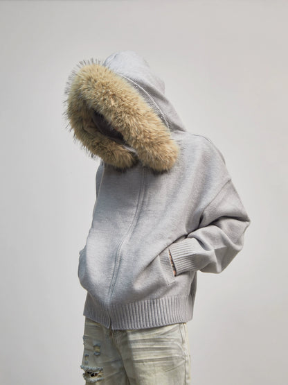 Zip-Up Oversize Fake Far Hoodie WN21178