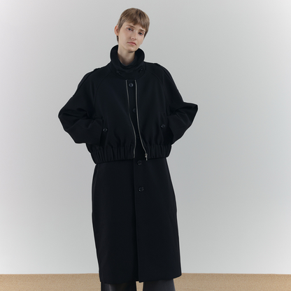 Fake Layered Zipper Trench Coat WN21617