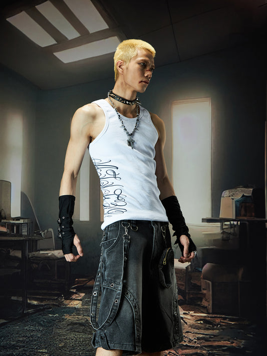 Rune Print Stretch Fit Breathable Tank Top WN18513