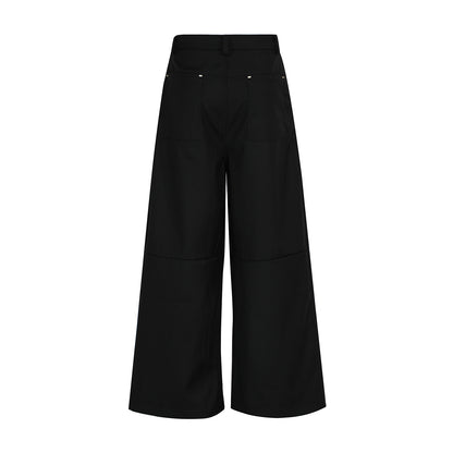Metal Buckle Pleats Wide Leg Pants WN25953