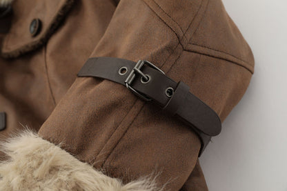 Suede Fleece Lining Furry Jacket WN10993