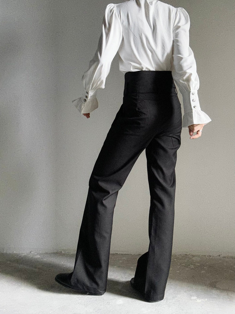 High-Waist Belted Flare Trousers WN23124