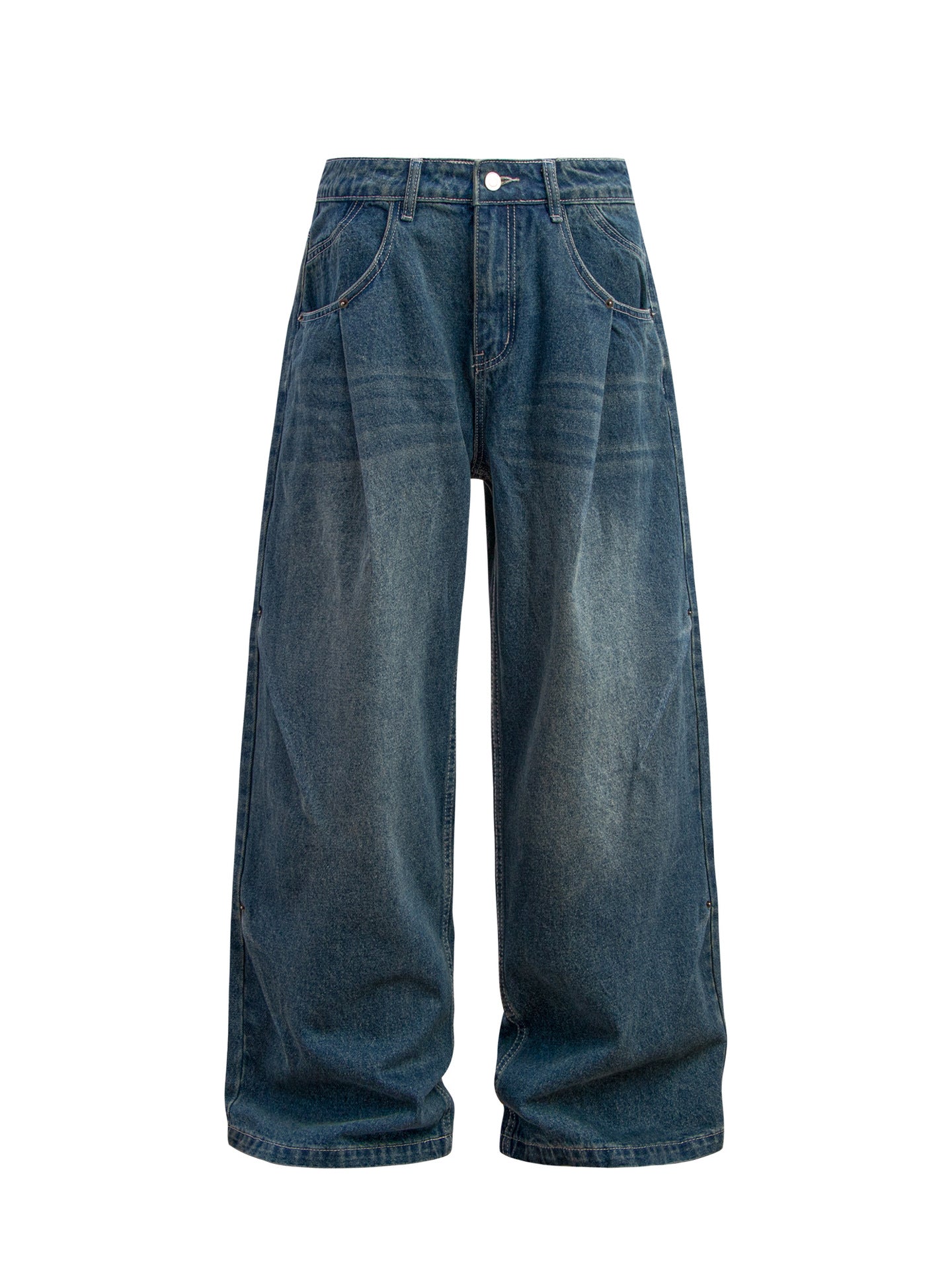 Washed Whisker Wide Leg Denim Jeans WN26186