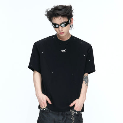 Deconstruction Rivet Shoulder Pad Boxy Short Sleeve T-Shirt WN26974