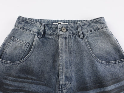 Crackle Washed Wide Leg Denim Jeans WN27840