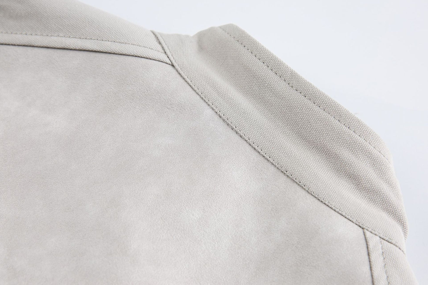 Cross Patchwork Oversize PU Leather Jacket WN23034