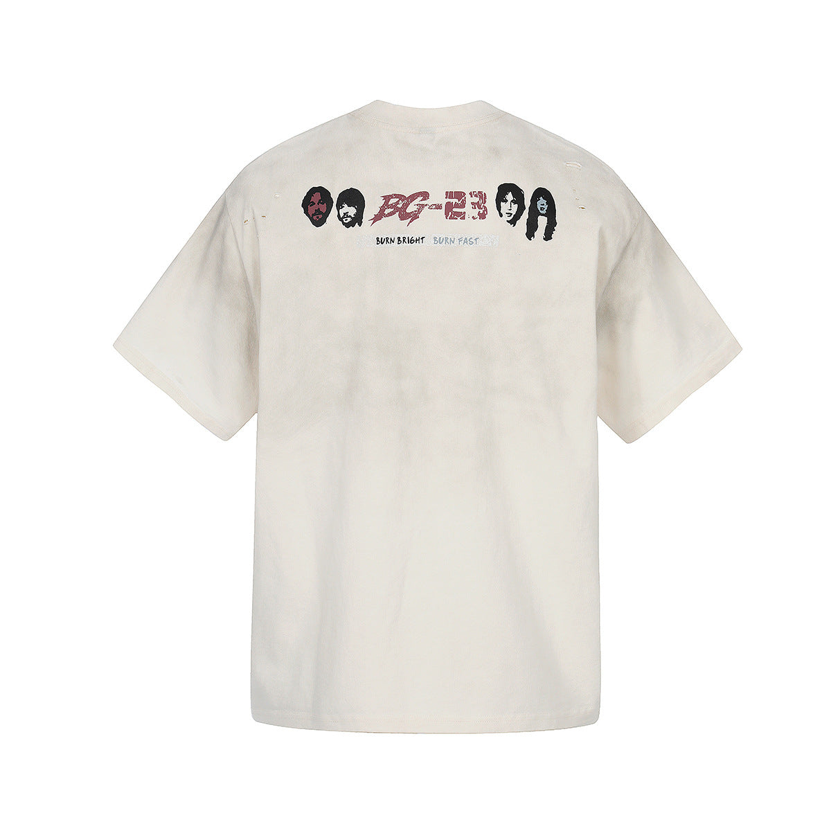 Graphic Print Dirty Dye Damage Short Sleeve T-Shirt WN25586
