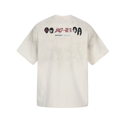 Graphic Print Dirty Dye Damage Short Sleeve T-Shirt WN25586