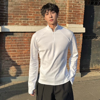 Half-Zip High-Neck Slim Long Sleeve T-Shirt WN25230
