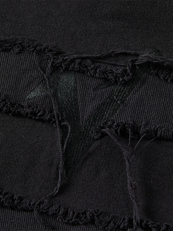 Mix Fringe Design Denim Hoodie WN20982