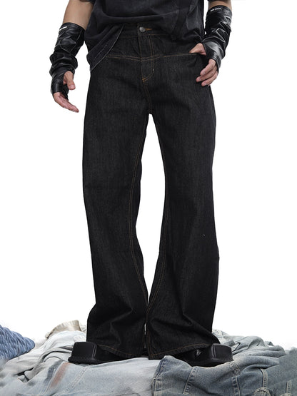 Curved Cut Straight Denim Jeans WN18707