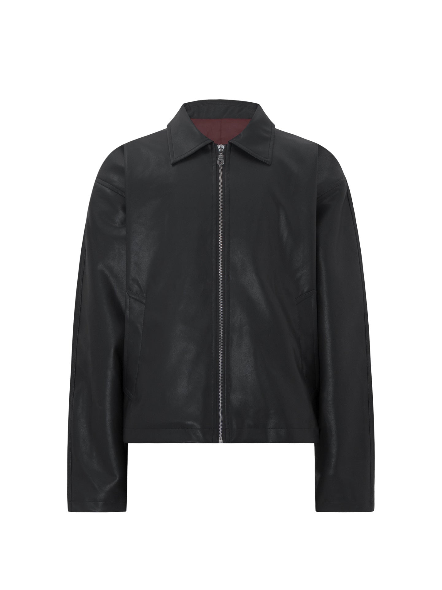Turn-Down Collar PU Leather Jacket WN26269
