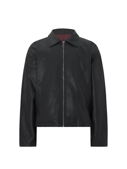Turn-Down Collar PU Leather Jacket WN26269