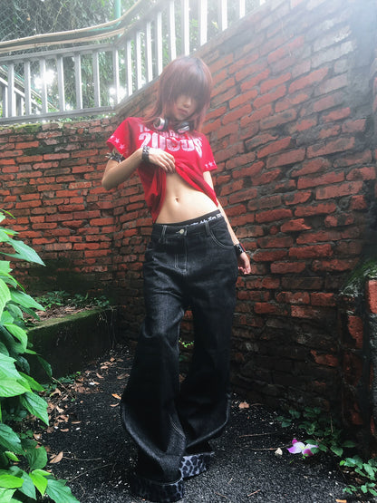 Leopard Flare Denim Jeans WN20893