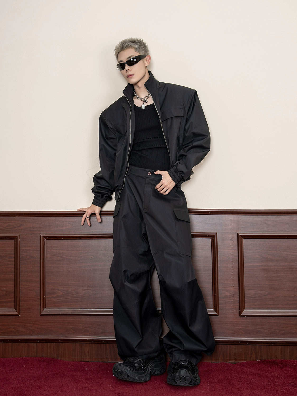 Adjustable Waist Pleated Straight Wide Leg Pants WN20853