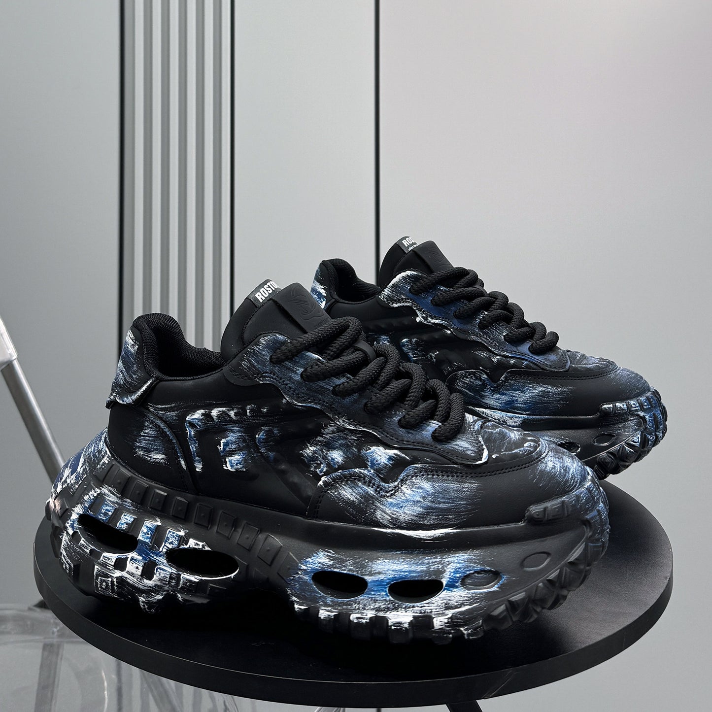 Paint Graffiti Print Chunky Sole Sneakers WN24607
