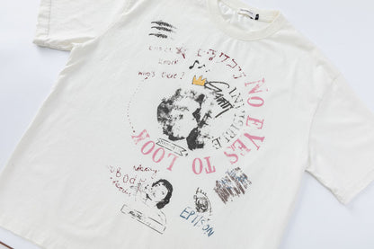Abstract Print Oversize Short Sleeve T-Shirt WN26097