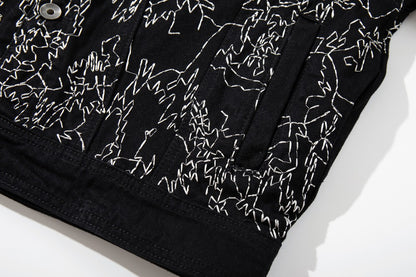 Allover Line Embroidery Denim Jacket WN28087