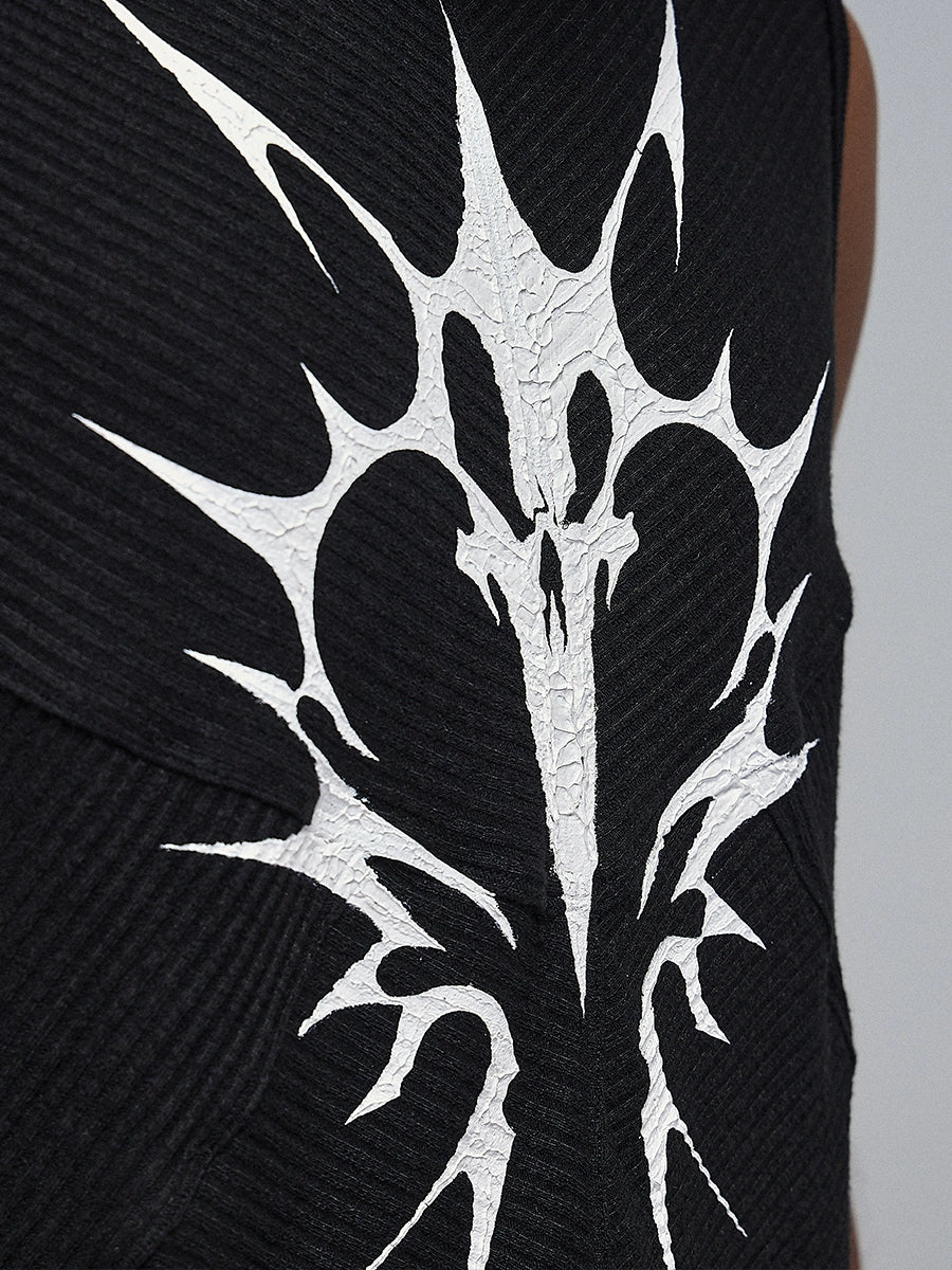 Stretch Ribbed Graphic Print Tank Top WN17030